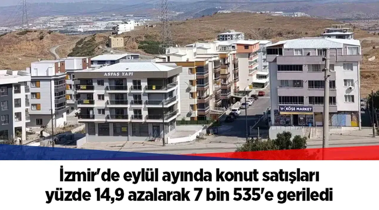 İzmir'de eylül ayında konut satışları yüzde 14,9 azalarak 7 bin 535'e geriledi