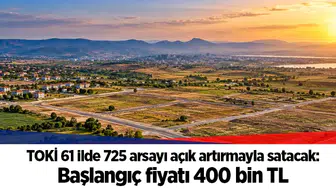TOKİ 61 ilde 725 arsayı açık artırmayla satacak: Başlangıç fiyatı 400 bin TL