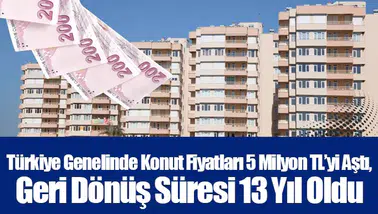 Türkiye Genelinde Konut Fiyatları 5 Milyon TL’yi aştı, Geri Dönüş Süresi 13 Yıl Oldu