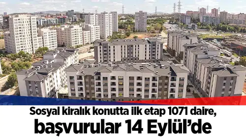 Sosyal kiralık konutta ilk etap 1071 daire, başvurular 14 Eylül’de
