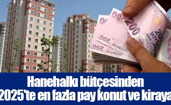 Hanehalkı bütçesinden 2025'te en fazla pay konut ve kiraya