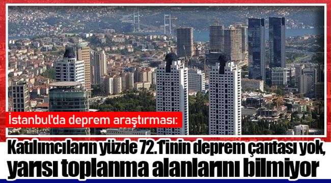 Katılımcıların yüzde 72.1'inin deprem çantası yok, yarısı toplanma alanlarını bilmiyor