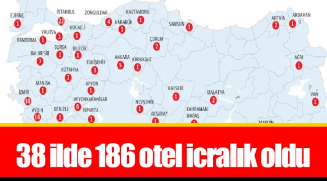 38 ilde 186 otel icralık oldu