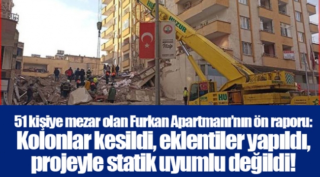 51 kişiye mezar olan Furkan Apartmanı’nın ön raporu: Kolonlar kesildi, eklentiler yapıldı, projeyle statik uyumlu değildi!