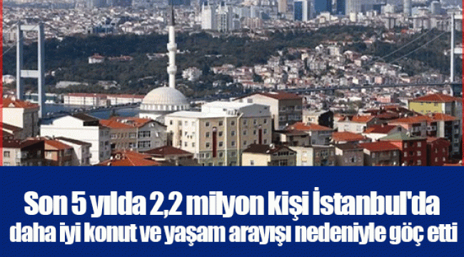 Son 5 yılda 2,2 milyon kişi İstanbul'da daha iyi konut ve yaşam arayışı nedeniyle göç etti