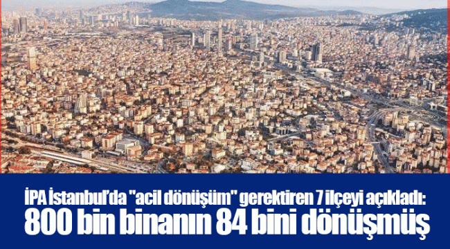 İPA İstanbul’da "acil dönüşüm" gerektiren 7 ilçeyi açıkladı: 800 bin binanın 84 bini dönüşmüş
