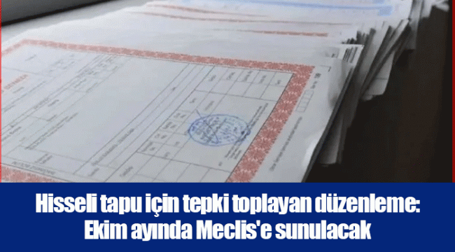 Hisseli tapu için tepki toplayan düzenleme: Ekim ayında Meclis'e sunulacak